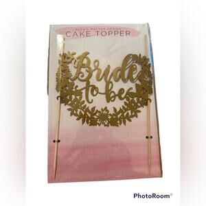 Alexis Mattox Design Matte Gold Paper Bride To Be Cake Topper Bridal Shower